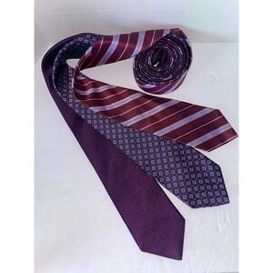 Lot Of 3 Brooks Brothers 346 100% Silk Tie Made in USA Purple Burgundy Stripe